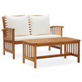 2 Piece Acacia Wood Outdoor Lounge Set with Cream Cushions W2725
