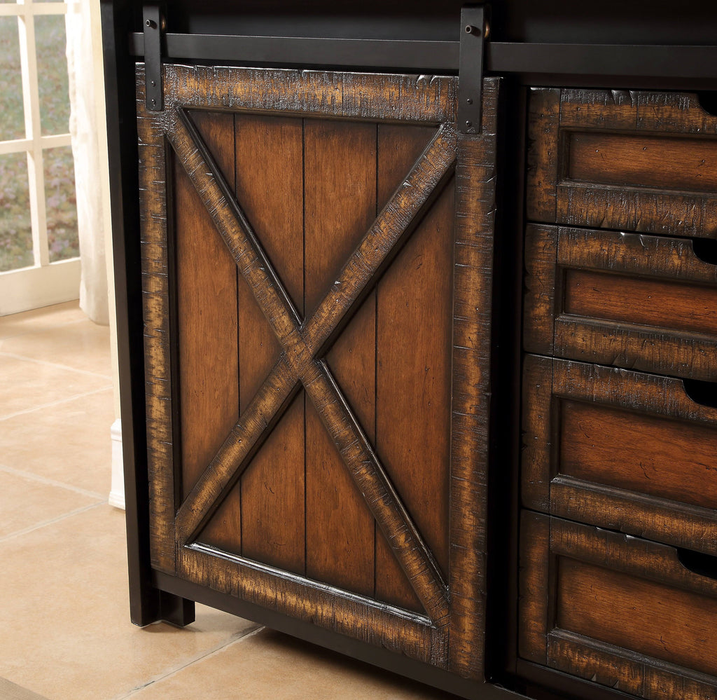 Four Drawer One Sliding Door Media Cabinet B951