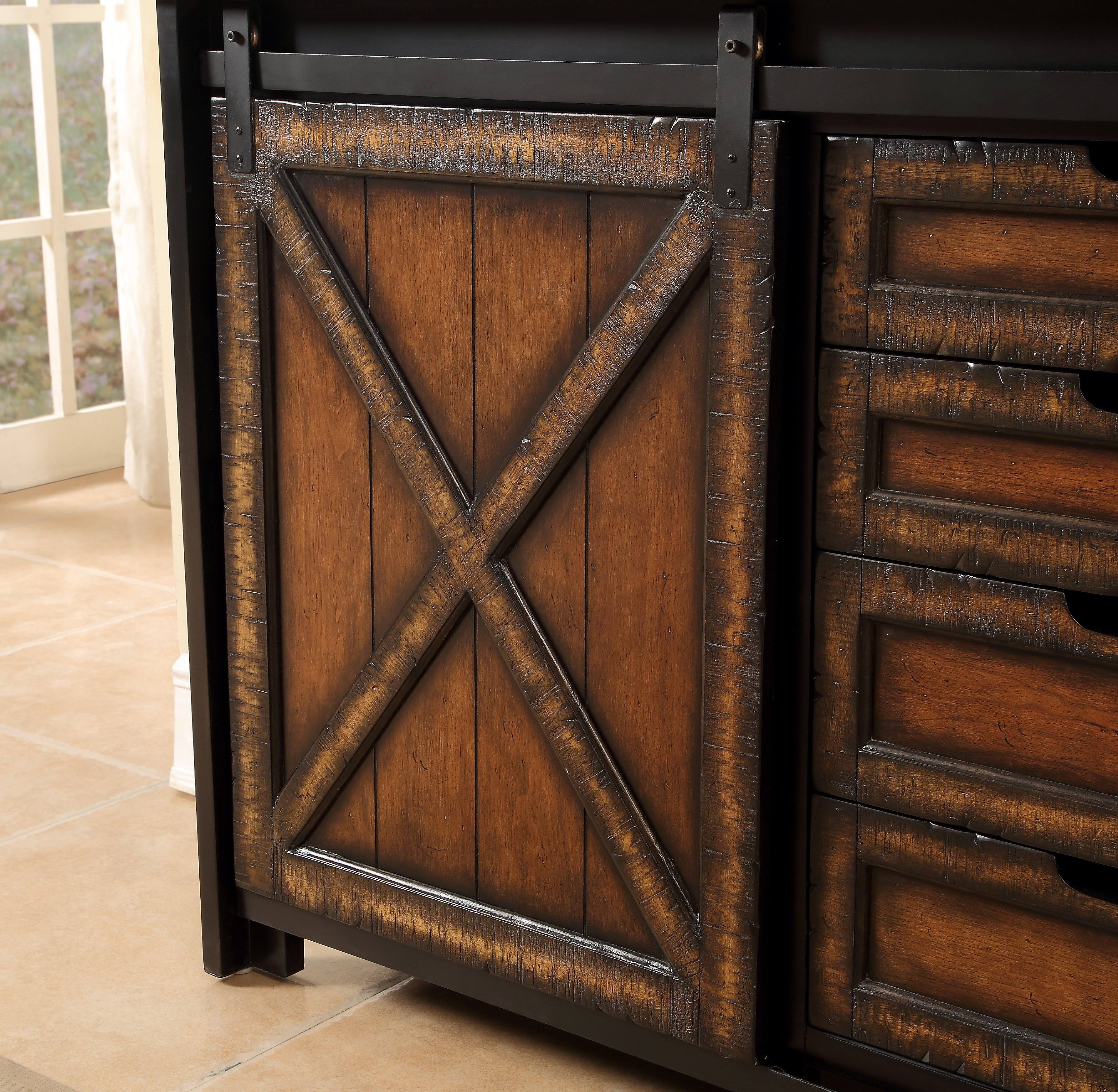 Four Drawer One Sliding Door Media Cabinet B951