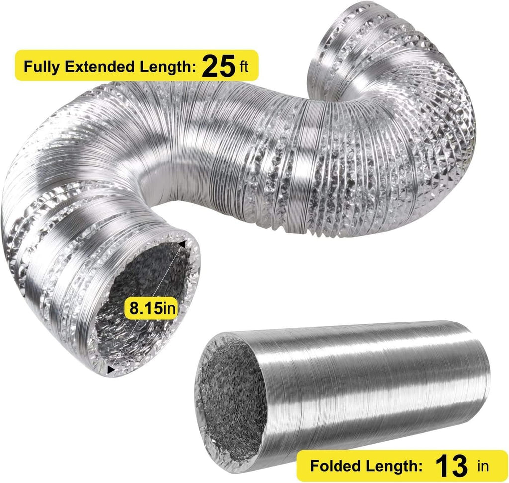 8 Inch 500 CFM Inline Fan with Variable Speed Controller Carbon Filter 25 Feet Ducting Combo N4279