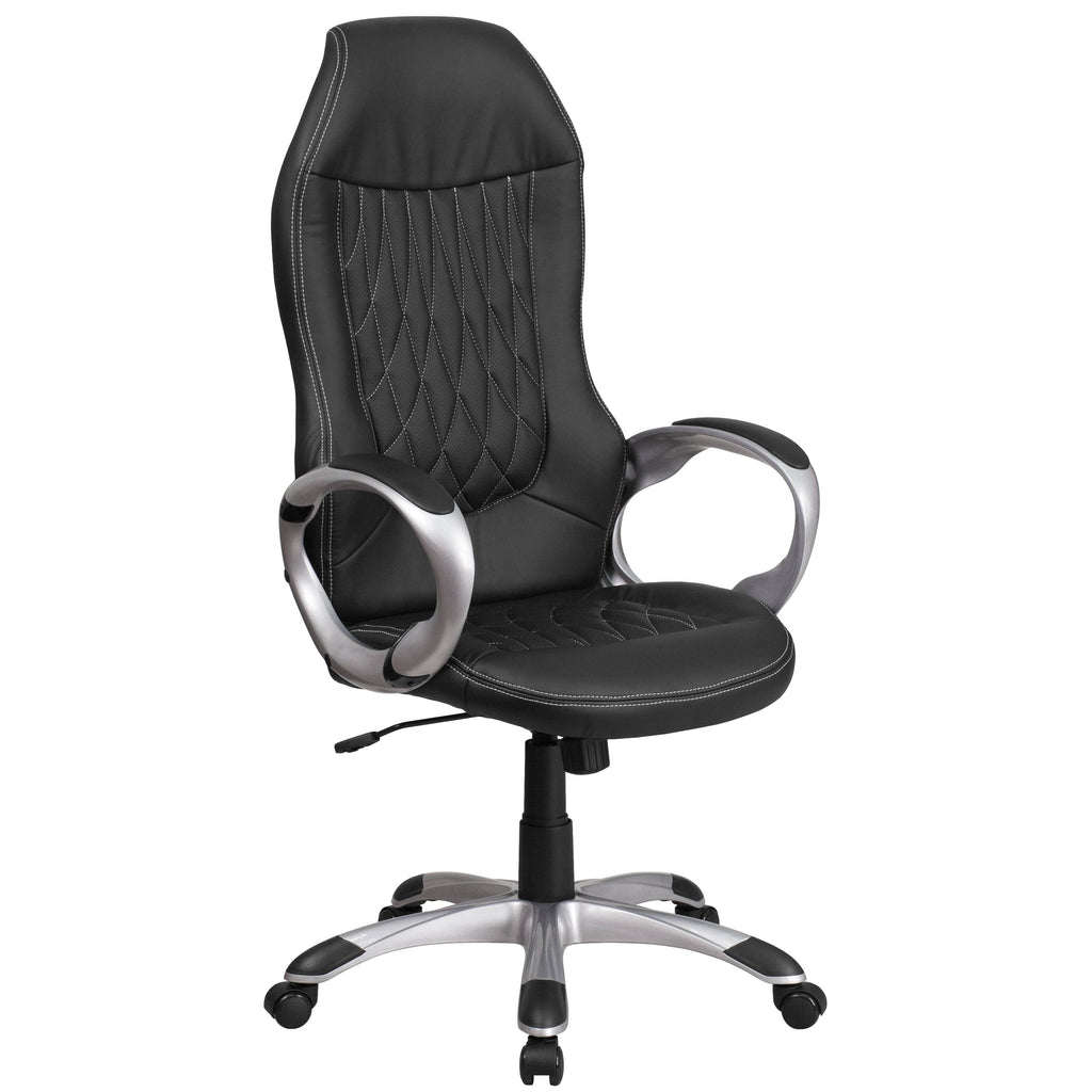 Black Vinyl Executive Swivel Chair with Arms C334