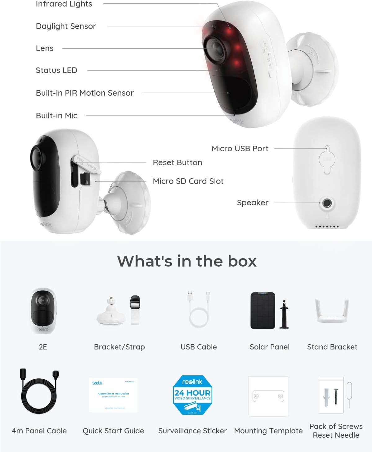 Wireless Security Camera Outdoor, Battery Solar Powered with 1080P HD, Night Vision, Two-Way Talk, 2.4GHz WiFi L39375