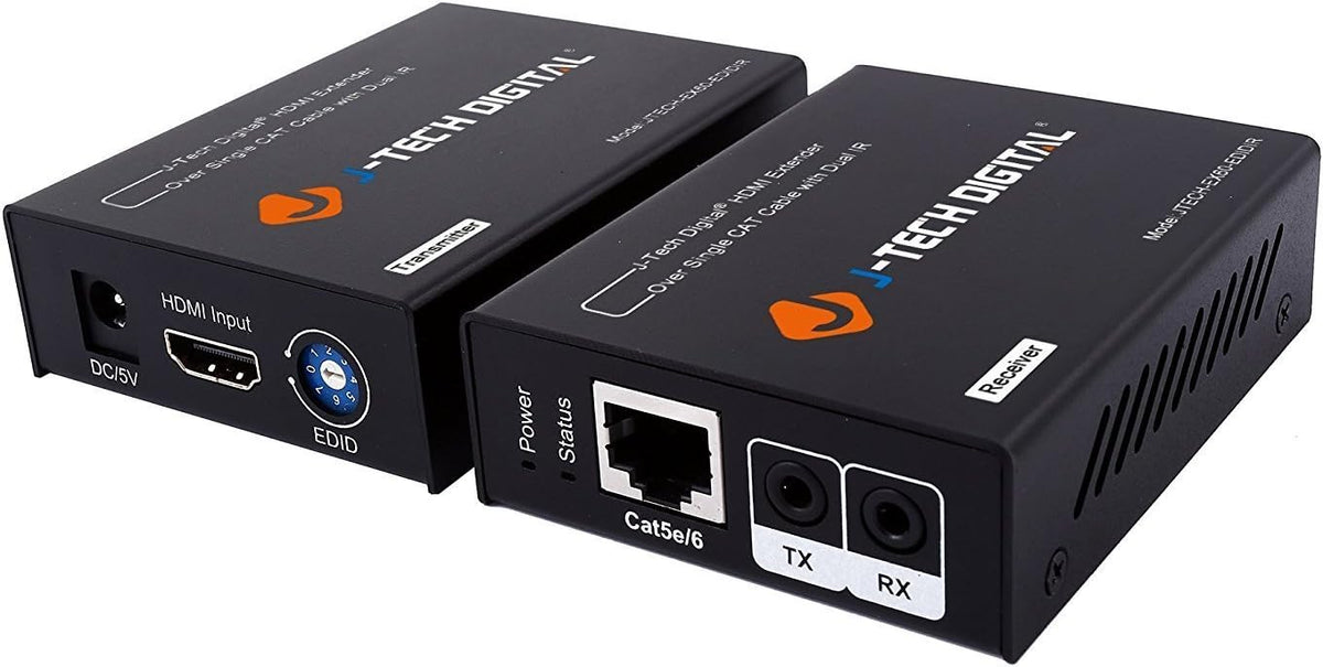 HDMI Extender by Single Cat 5E/6/7 up to 200ft with Dual IR and EDID Support Pack of 2 P66080