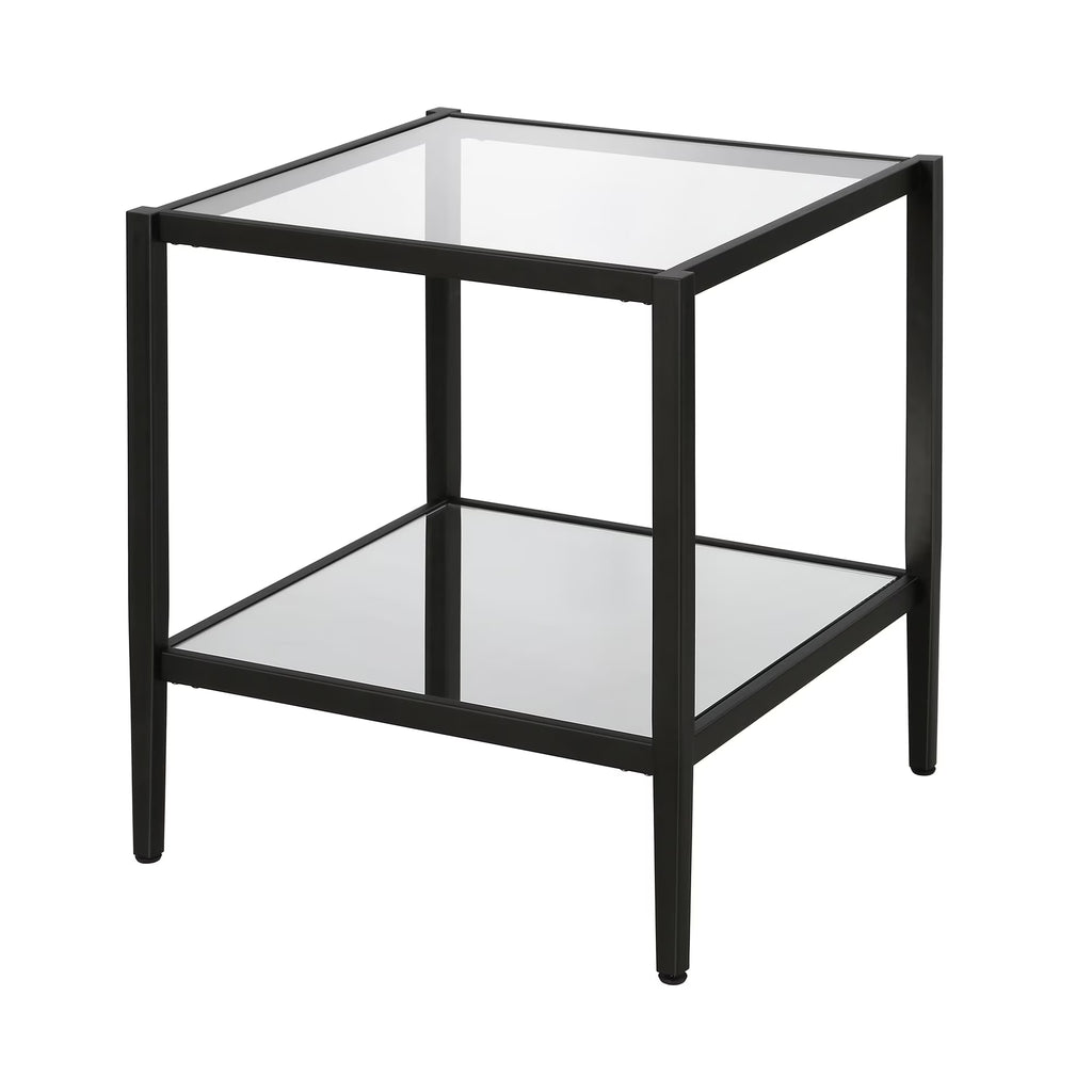 Blackened Bronze 20" Wide Square Side Table with Mirror Shelf C17925