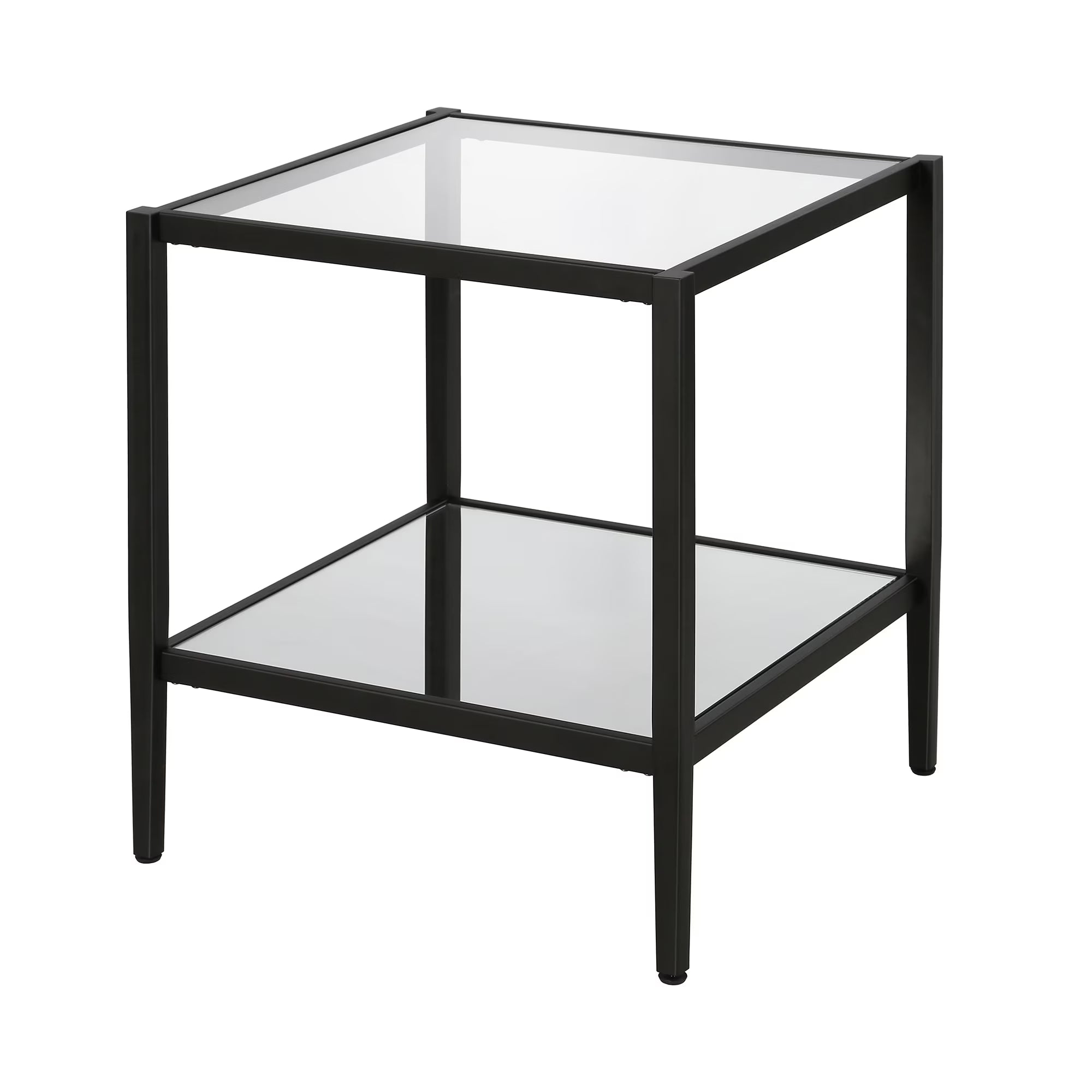 Blackened Bronze 20" Wide Square Side Table with Mirror Shelf C17925