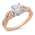 14k Rose White Gold White Sapphire Ring Size 5.25 D452