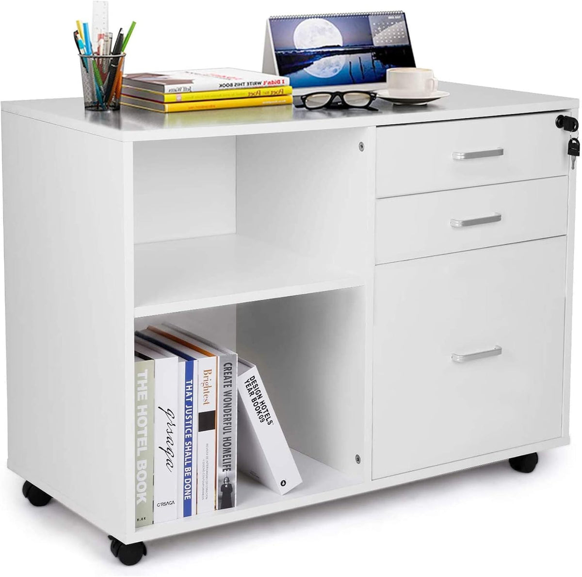 White 3 Drawer File Cabinet with Lock O88959