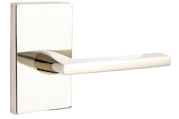 Polished Nickel Passage Set with Modern Rectangular Rosette J901