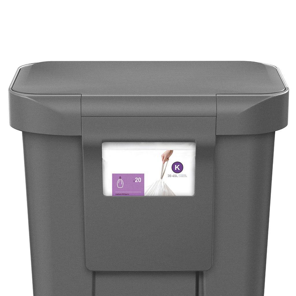 Gray 11.9 Gal Rectangular Plastic Steel Trash Can with Flip Lid and Foot Pedal M7432