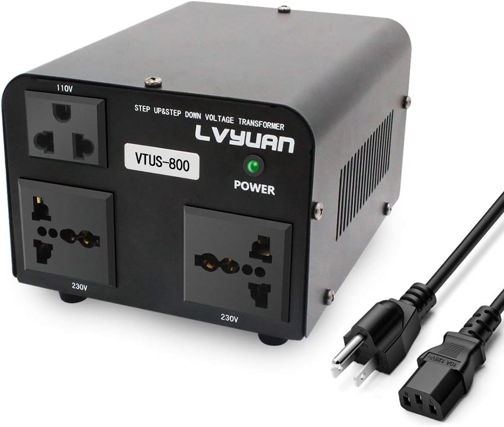 Voltage Transformer Converter 800 Watt Step Up/Down with 1 US Outlets, 2 Universal Outlets Pack of 2 I6578