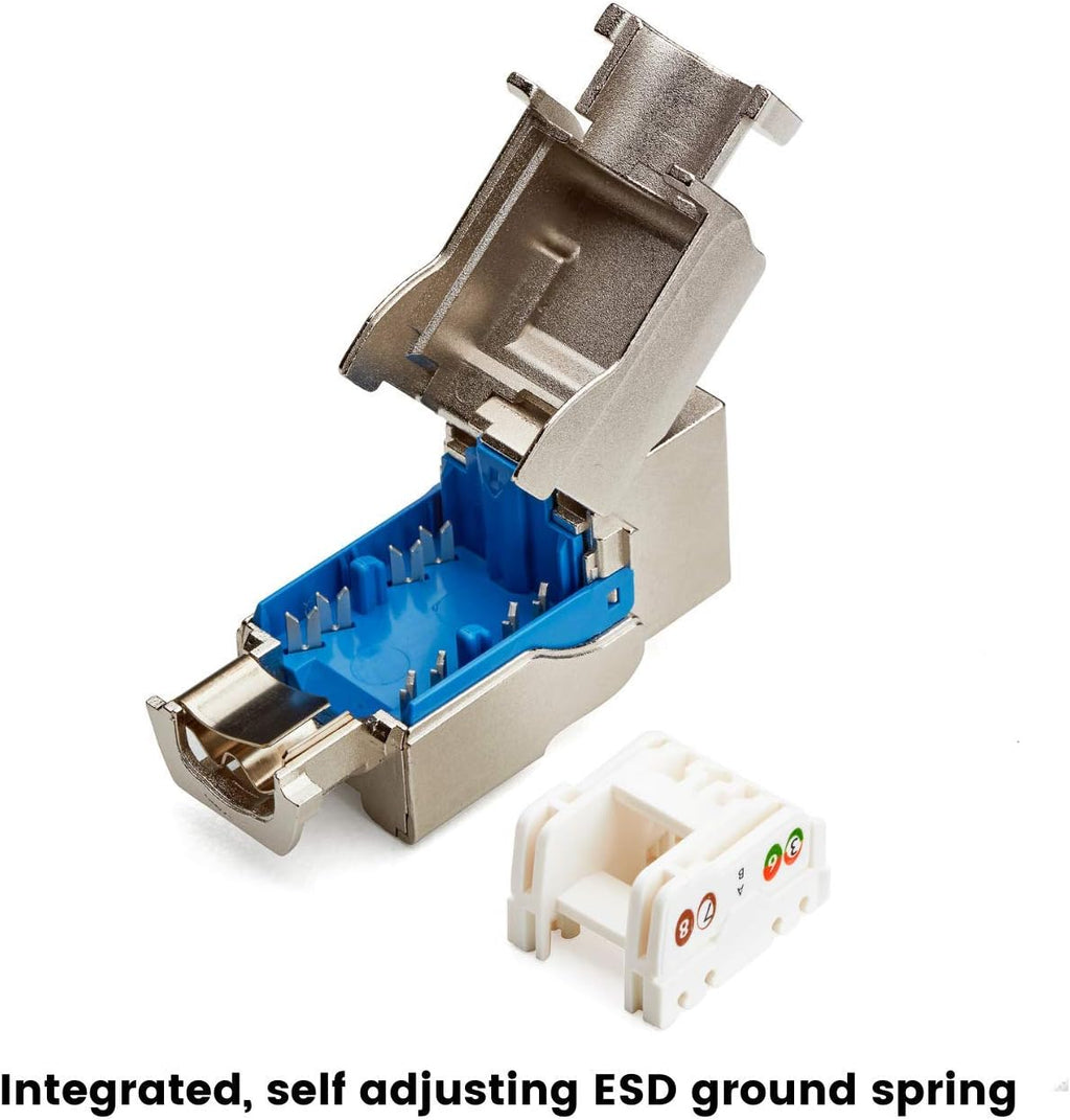 Cat6A Toolless Shielded Keystone Jack, RJ45 Female, 12 Pack B9656