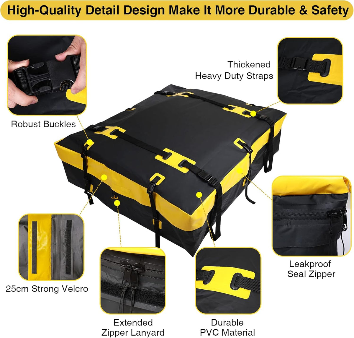 15 Cubic Feet Waterproof Rooftop Cargo Carrier with Anti-Slip Mat V597