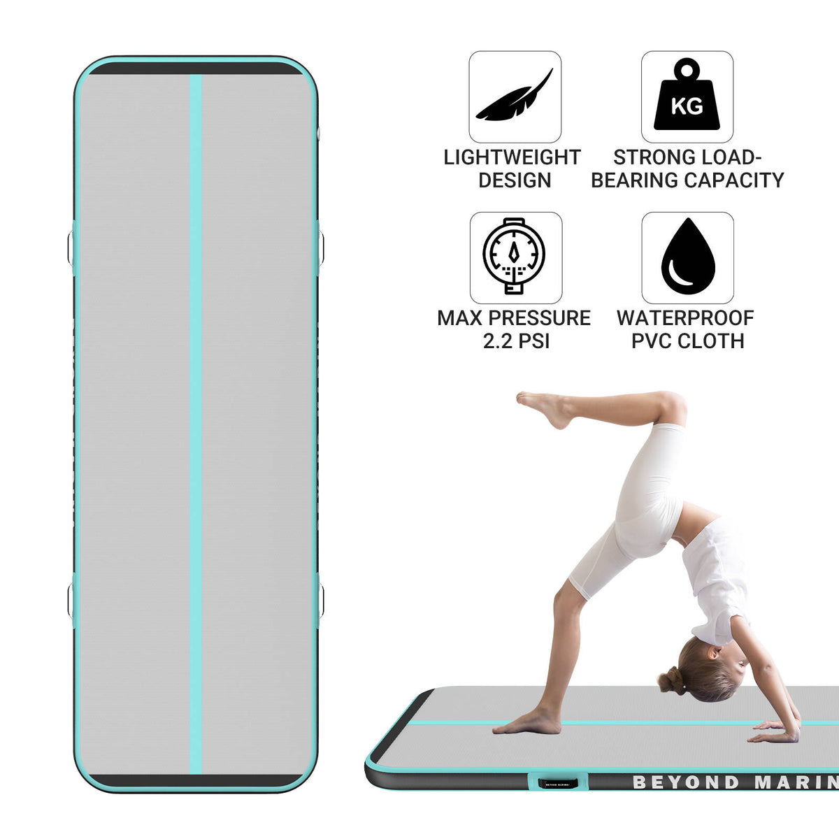 C-Green 13ft 4in Inflatable Air Tumble Track Gymnastics Tumbling Mat with Electric Air Pump H677
