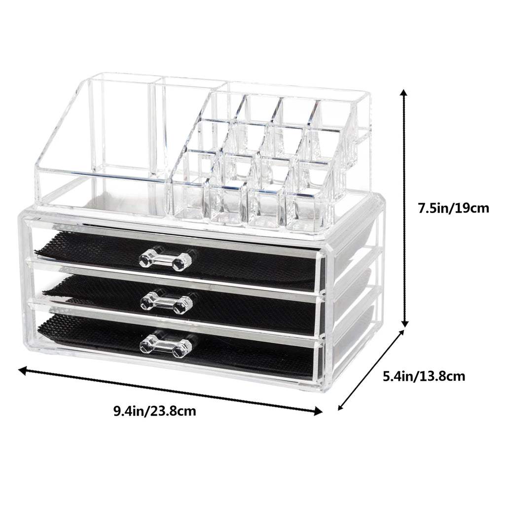 Clear Acrylic 3 Drawer Cosmetic Organizer Q162
