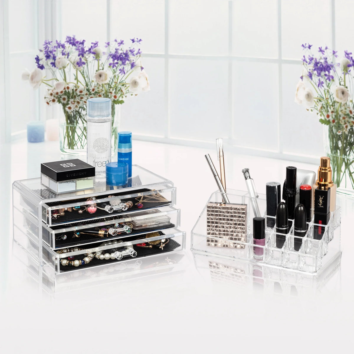 Clear Acrylic 3 Drawer Cosmetic Organizer Q162