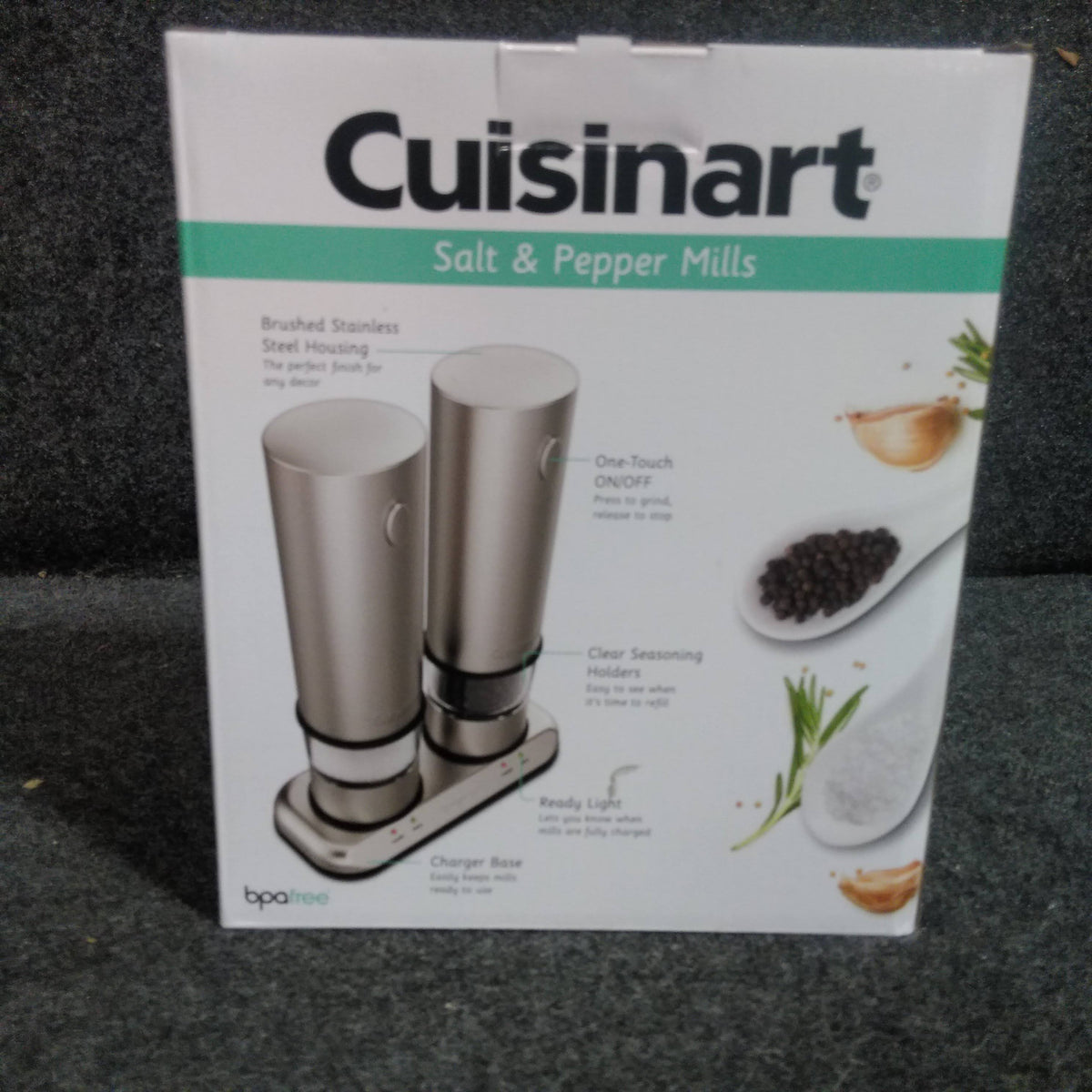 Brushed Stainless Steel Electric Salt & Pepper Mill Set E75939