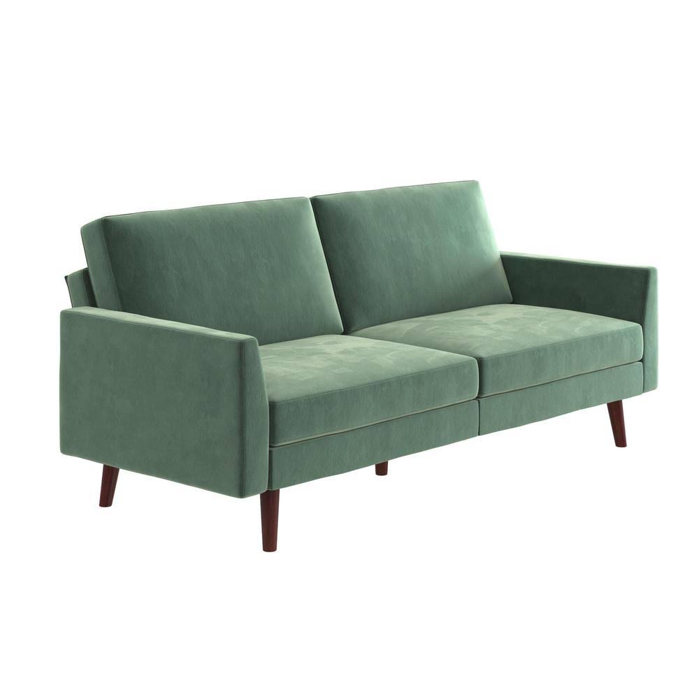 Light Teal Velvet Futon with Coils F9201