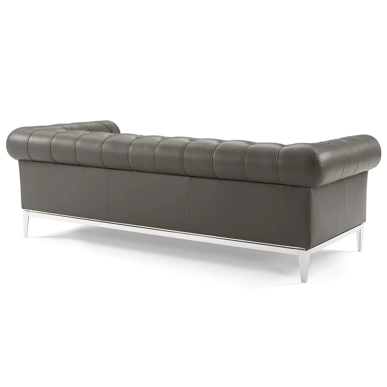 Tufted Upholstered Leather 3 Piece Set in Gray L56950