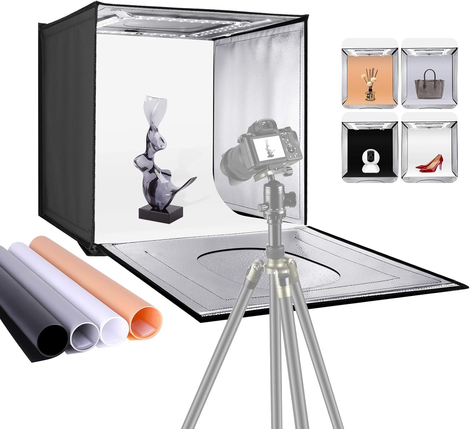 24” × 24” Foldable Tabletop Photo Studio Light Box with 120 LED Lights J743