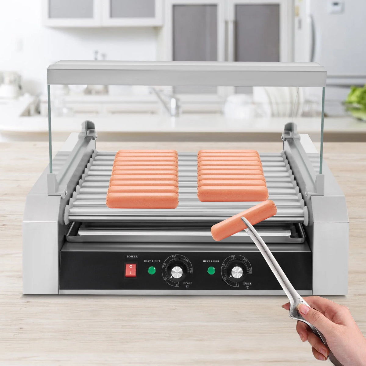 30 Hot Dog Roller Warmer Grill Cooker Machine with Bun Warmer Drawer W15396