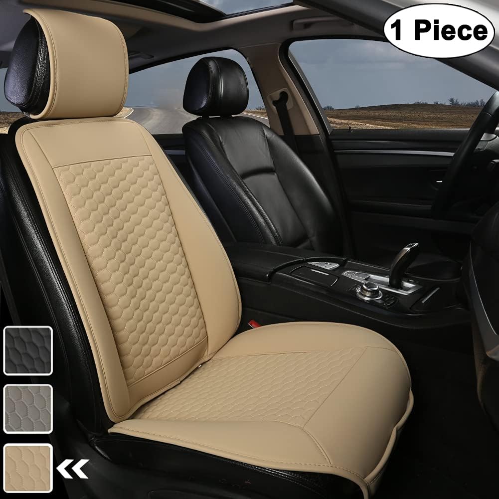 Black Car Seat Covers, 1 Pair Universal Sideless Seat Protectors with Lumbar Support and Headrest Cover, Pack of 2 O14277