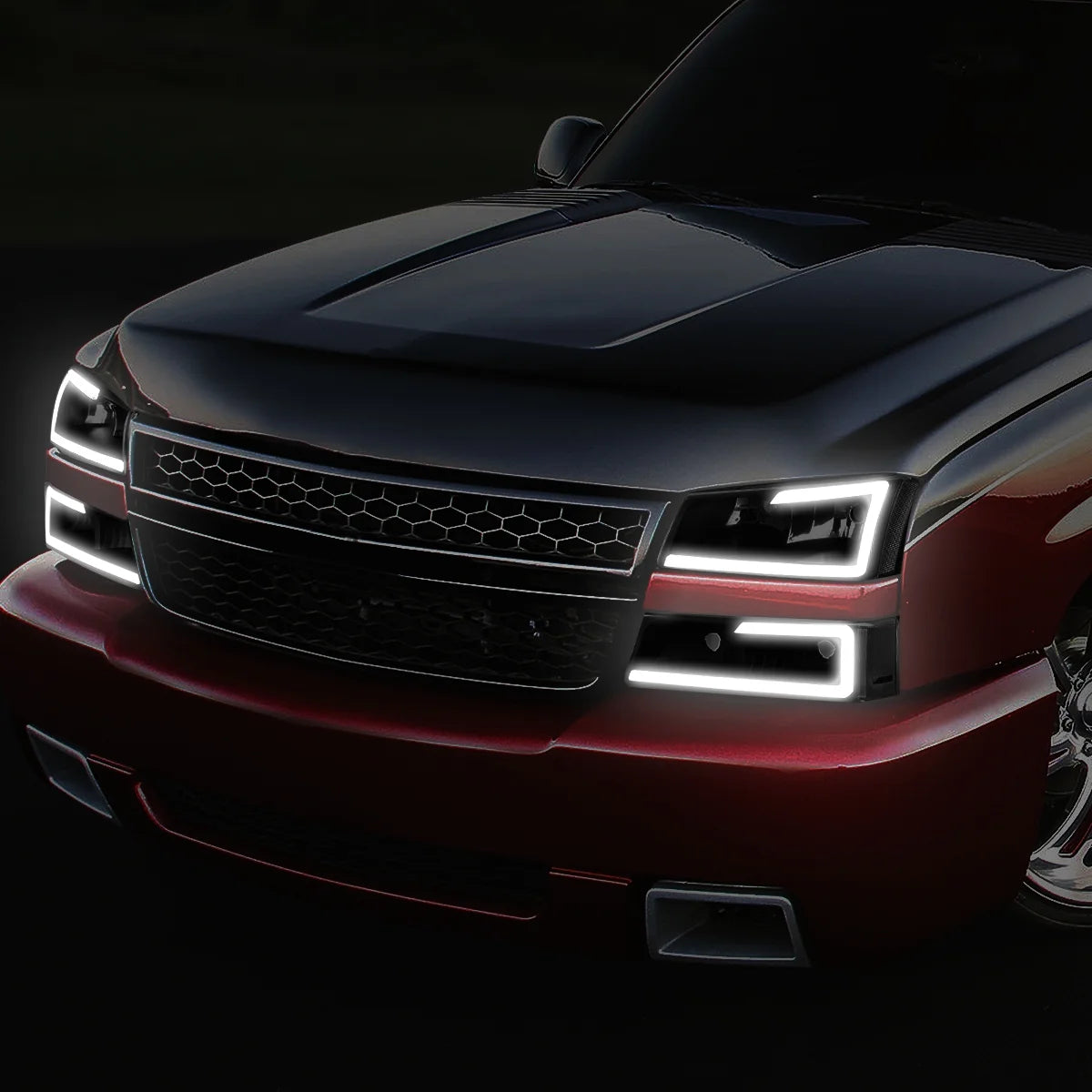 Pair 3D LED DRL Bar Headlight Dark Smoked W59093