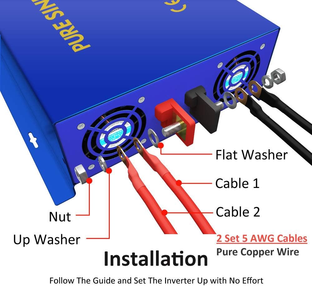 4000W Pure Sine Wave Power Inverter 48V DC to 120V AC A6636