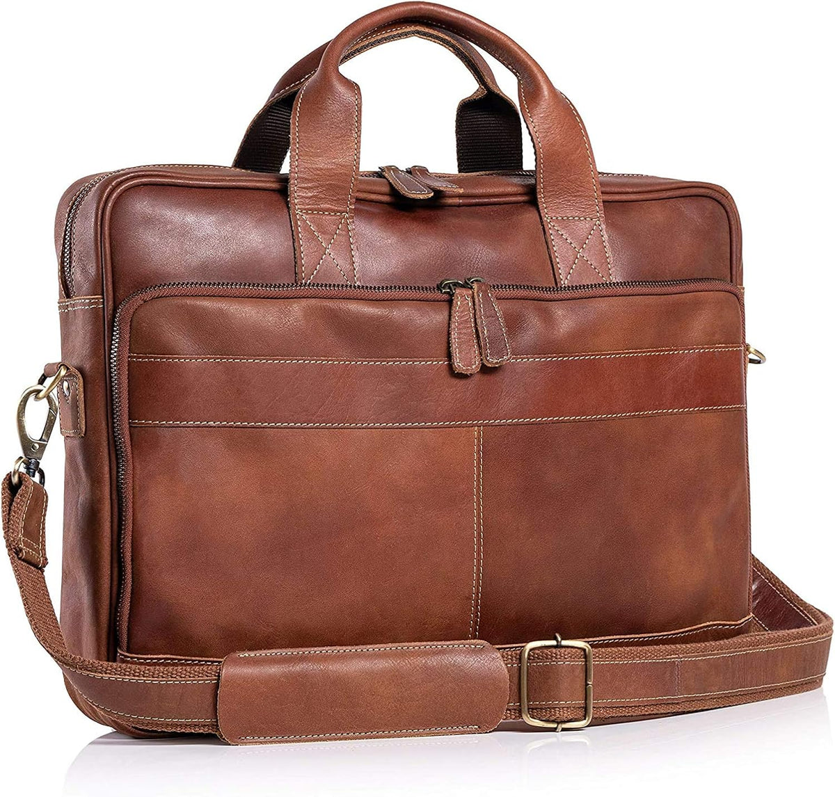 Leather 18 Inch Laptop Messenger Bag V43454