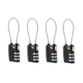 4pcs Portable TSA Approved Security Cable Luggage Lock Padlock (Black) E9077