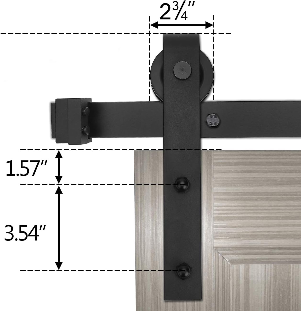 6.6ft Sliding Barn Door Hardware Kit, Carbon Steel, Fit 36"-40" Wide Door Panel, Pack of 2 A169
