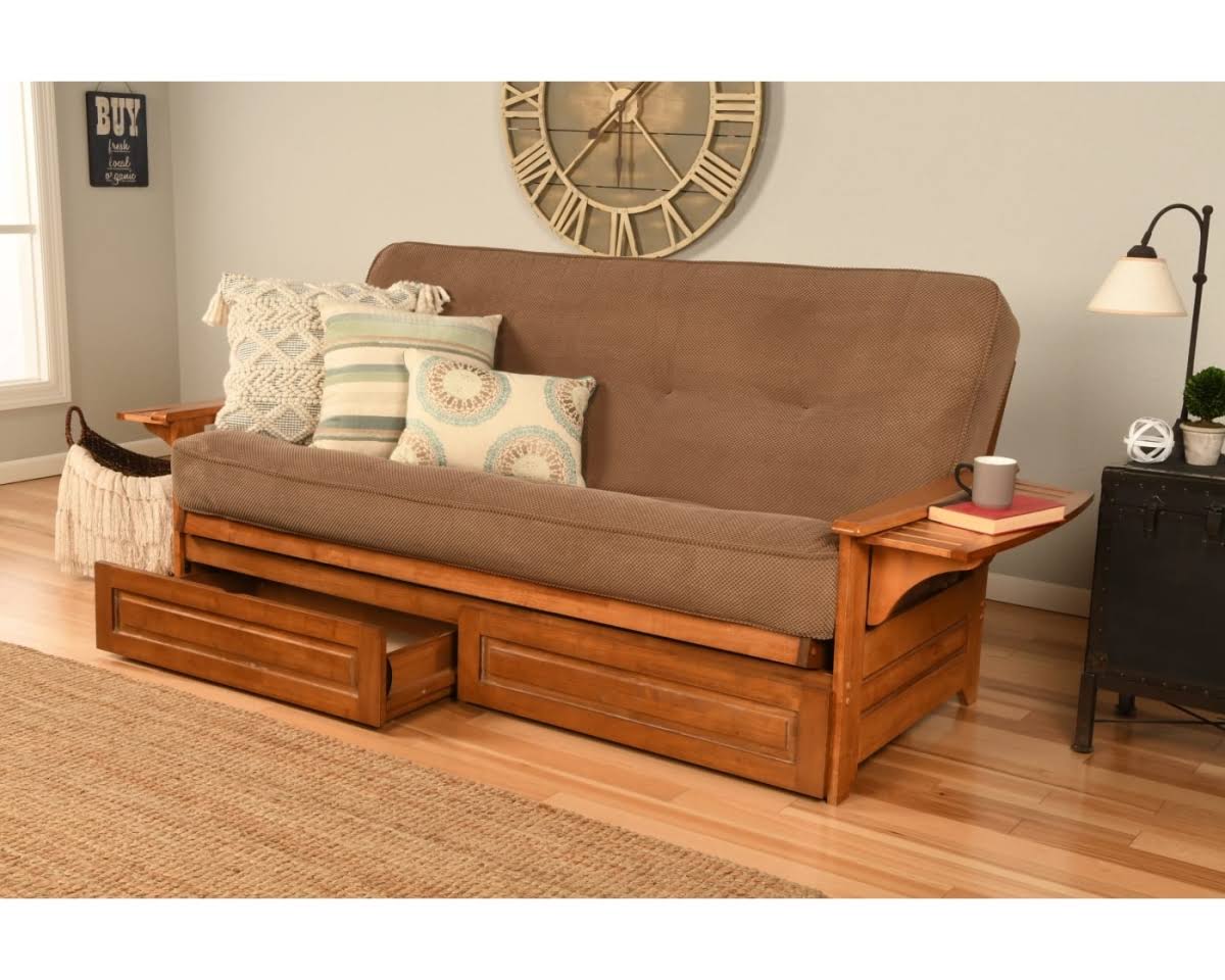 Full Futon with Mattress and Storage Drawers V1918