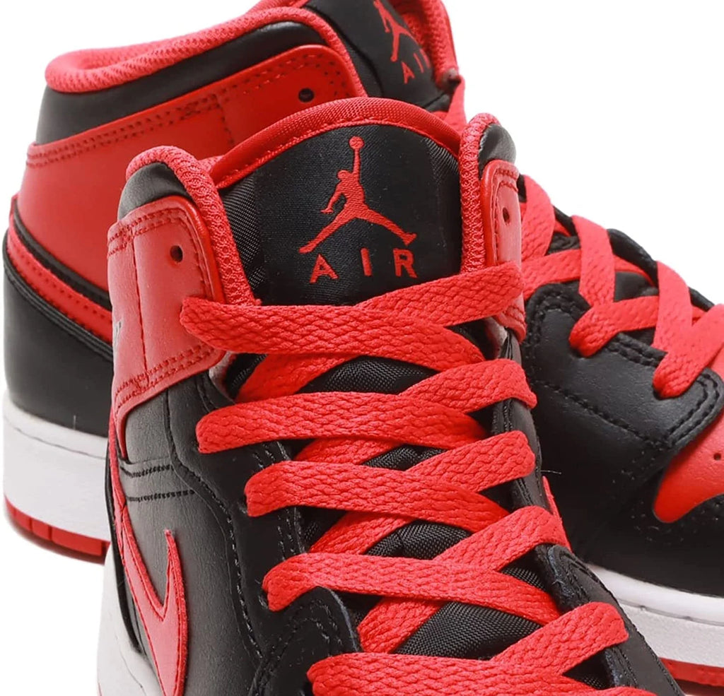 Black Fire Red White Air Jordan 1 Mid Shoes K719