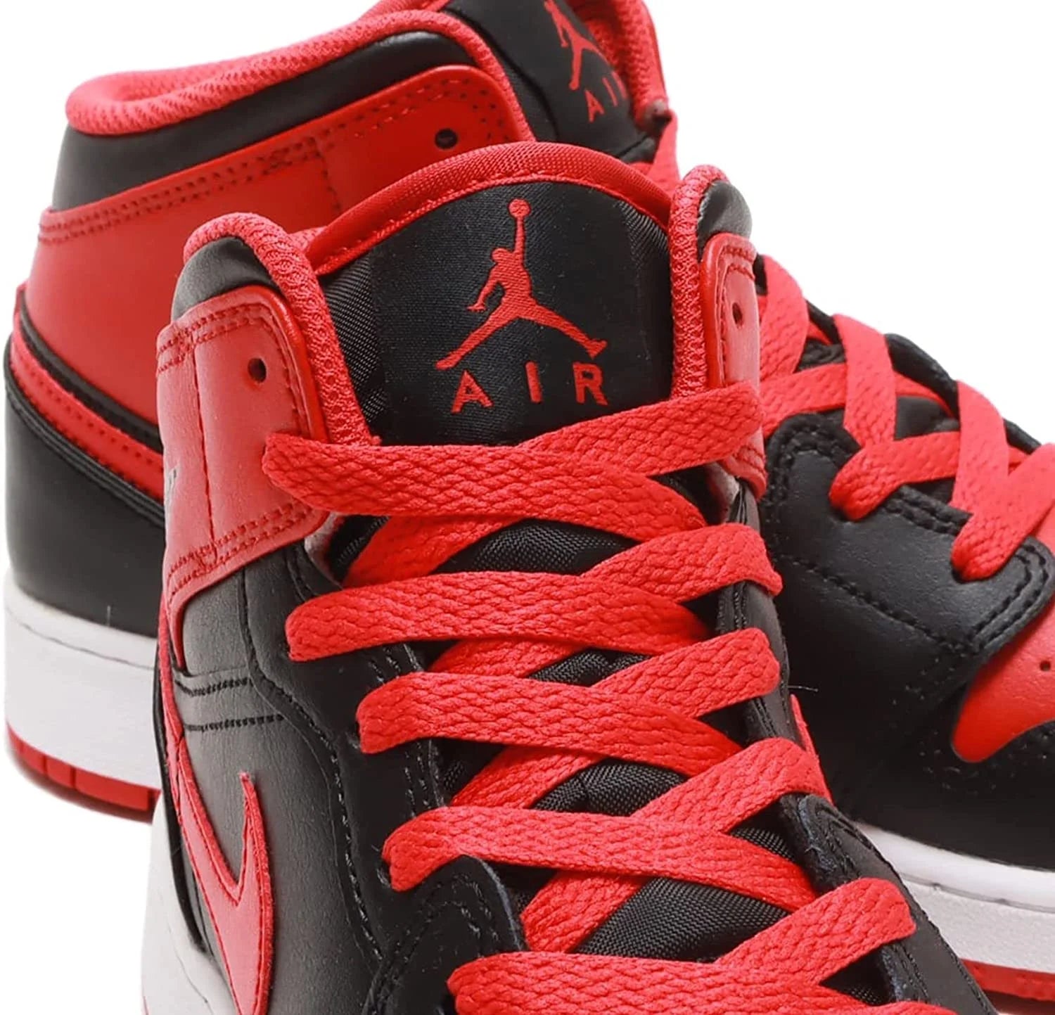 Black Fire Red White Air Jordan 1 Mid Shoes K719
