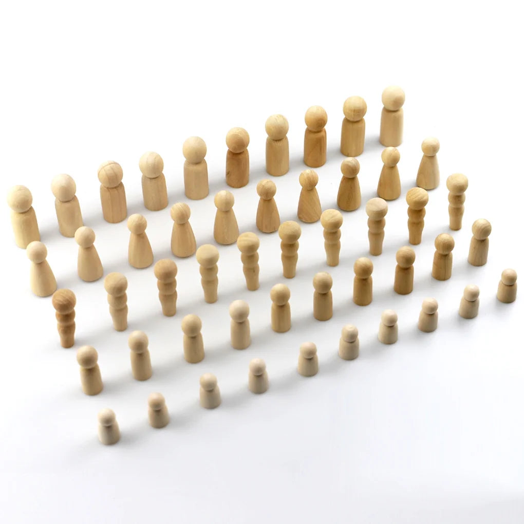 50 Pc Wooden Peg Dolls People Toys G2798