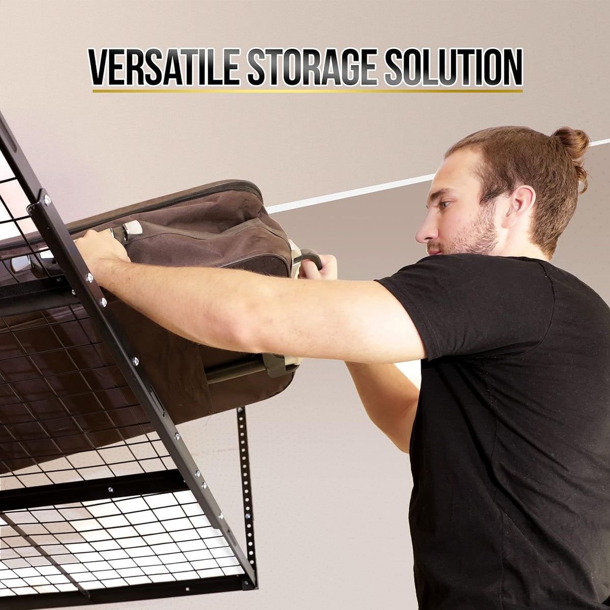 Overhead Garage Shelving Storage Rack, Adjustable 3’ x 6’, Heavy Duty Mounted Storage Shelves with 4 Flat Hooks H512798