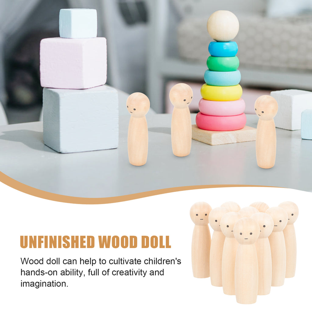 Unfinished Wood Doll Blank for Painting J9410