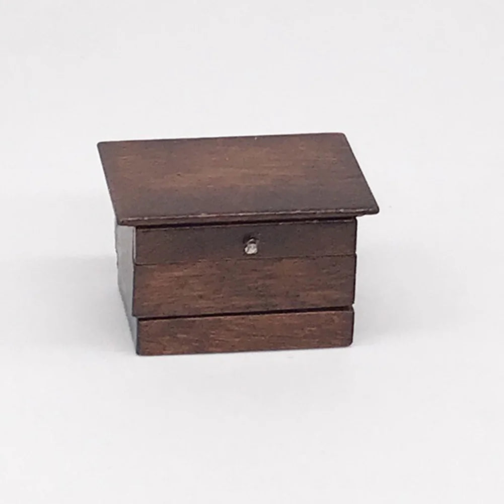 Miniature Chinese Wooden Sewing Kit Box Doll House Accessory Q19991