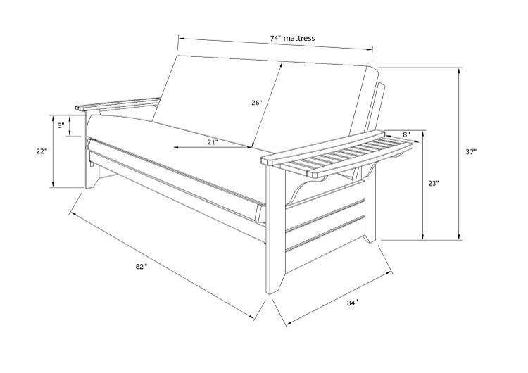 Full Futon with Mattress and Storage Drawers V1918