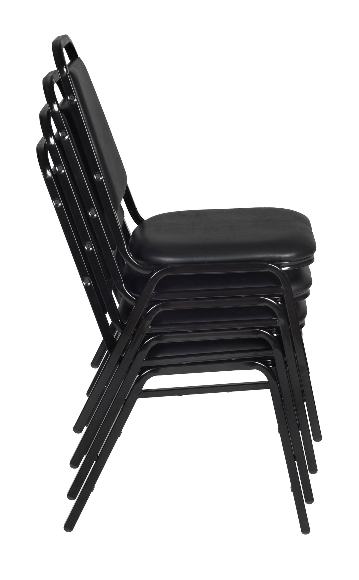 Maple Round Breakroom Table with 4 Black Stack Chairs Q543