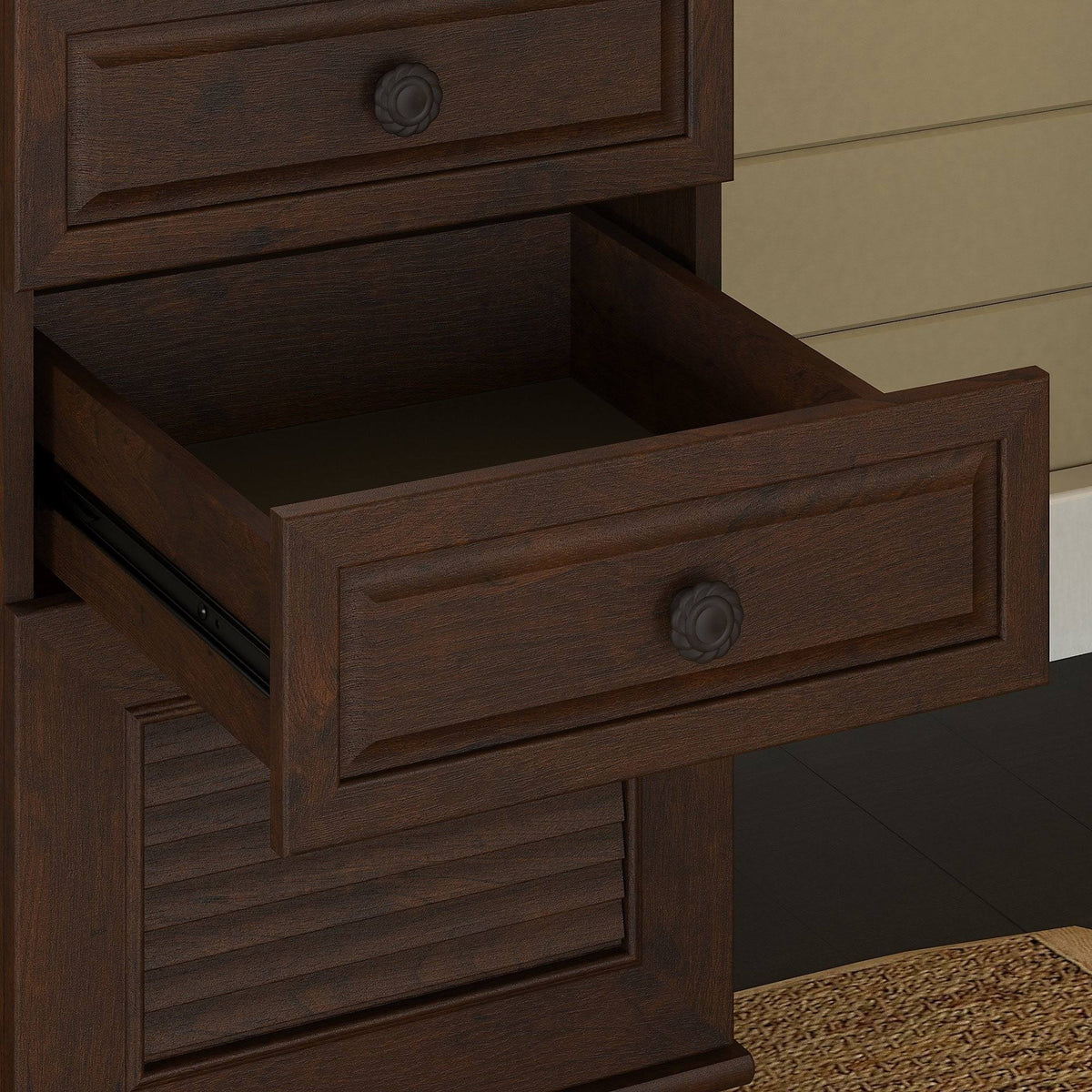51x22 Desk with File Cabinet, Coastal Cherry W99346