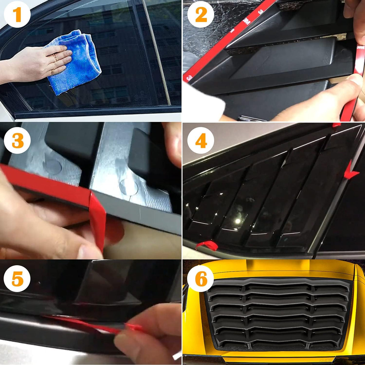 Rear Window Louver Sunshade Cover ABS Matte Black B879