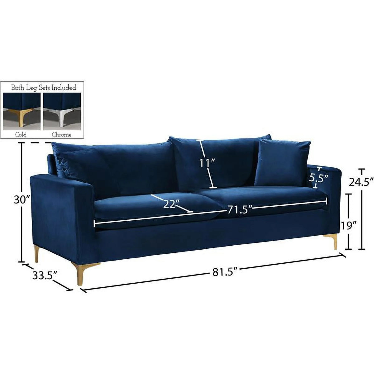 Navy Velvet Sofa A767