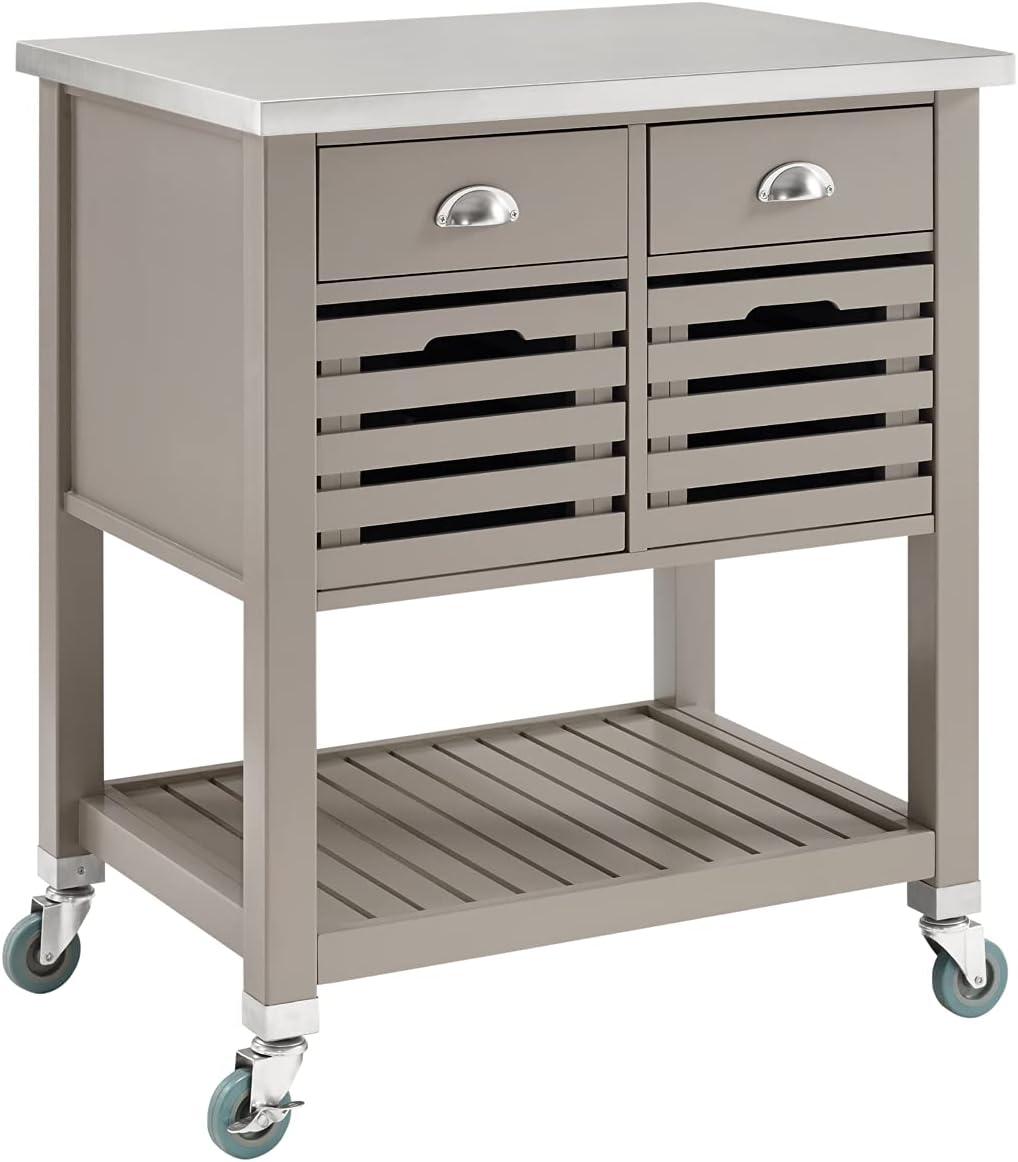 Gray Wood Kitchen Cart H4910