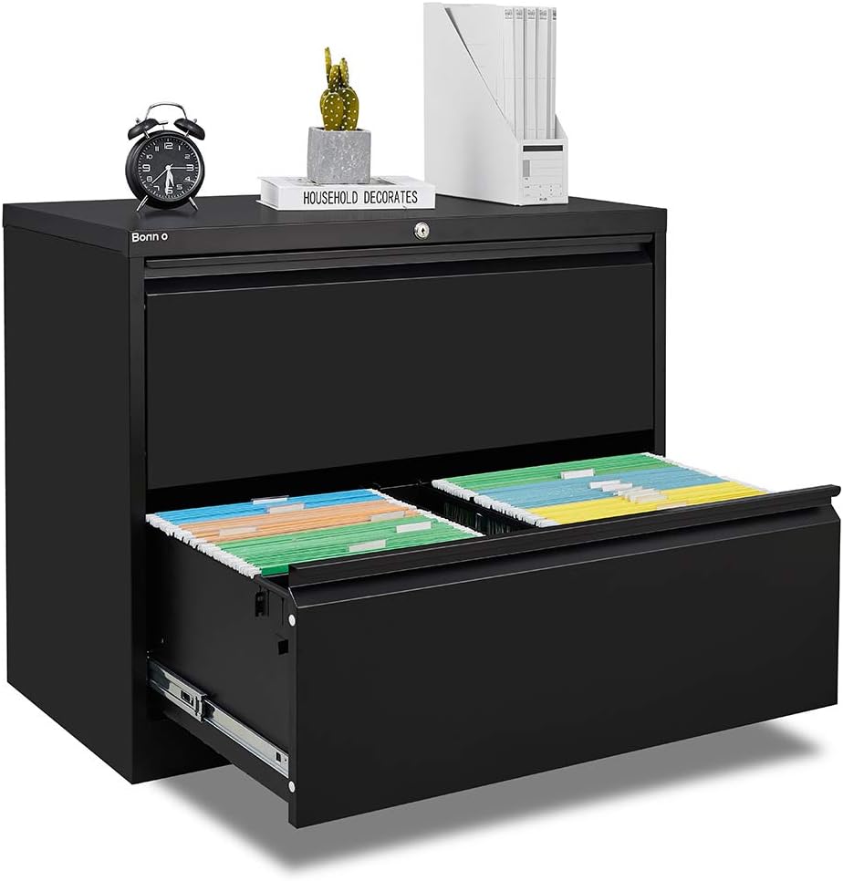 Black 2 Drawer Metal Lateral File Cabinet G210