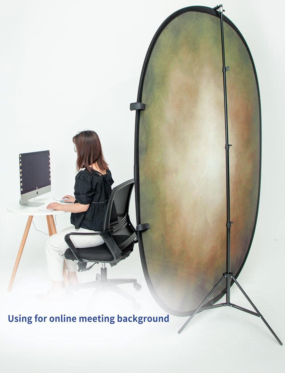 5x6.5ft Double Side Pop-up Collapsible Background Microfiber Gray Grey Abstract Backdrops with Carry Bag C896