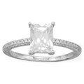 925 Sterling Silver Rhodium Plated Baguette Cut CZ Ring K461