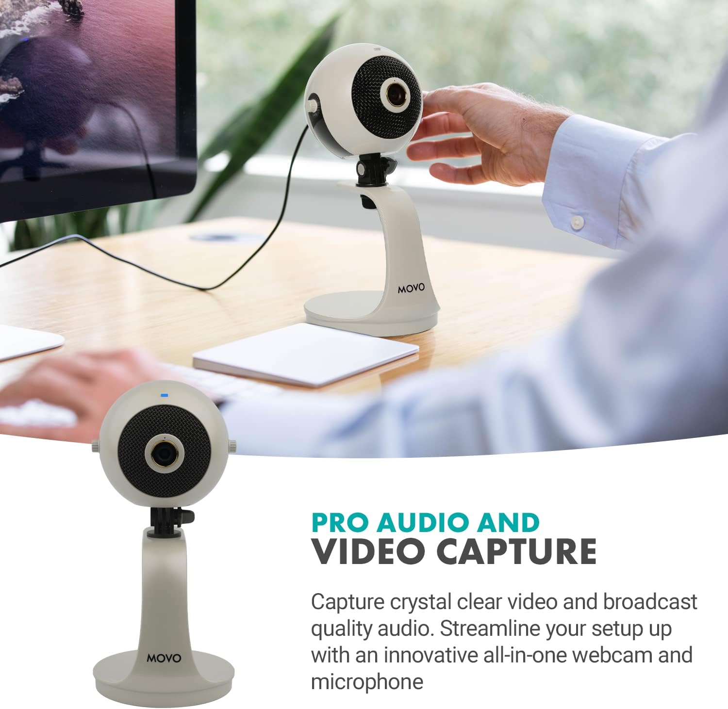 Pearl White 1080p HD Webcam and Condenser Microphone F517532