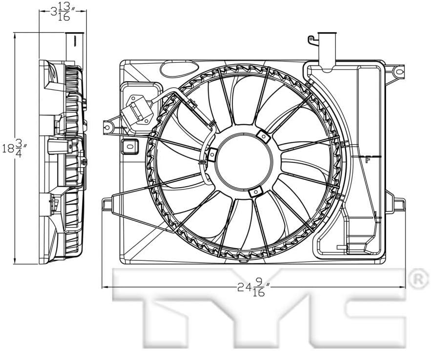 Radiator and A/C Condenser Fan Assembly 2014 2015 2016 D5842
