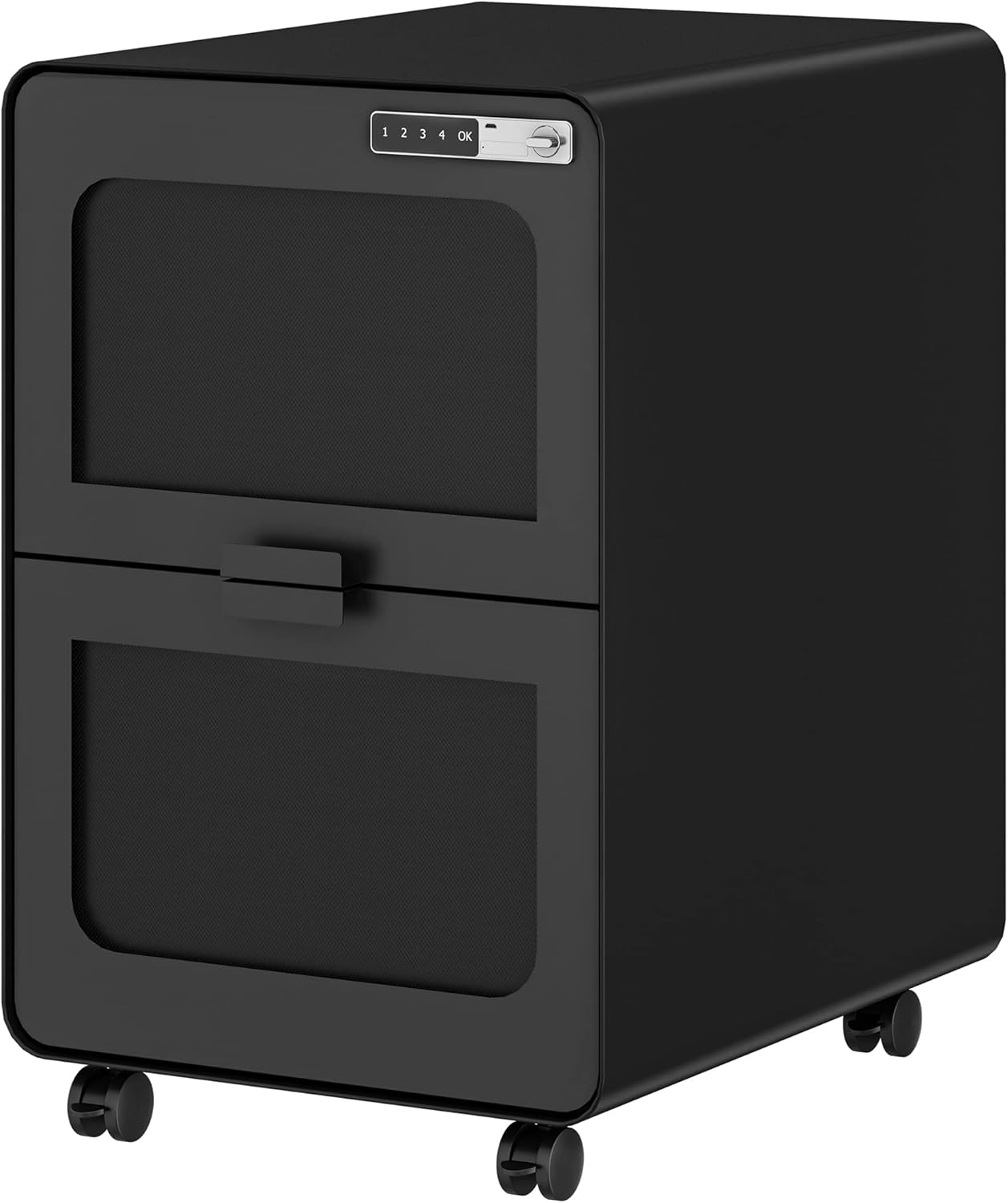 White 2-Drawer Rolling Metal File Cabinet with Smart Lock B448