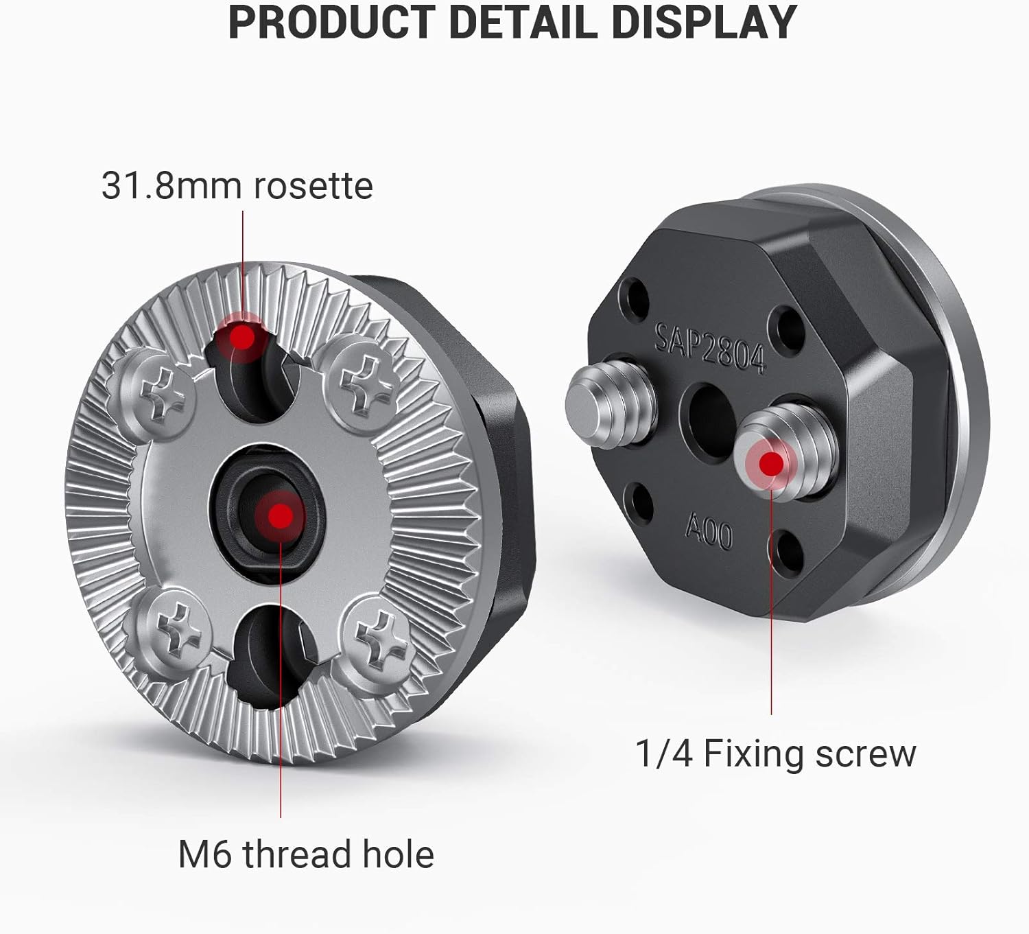 Standard Rosette Bolt-On Mount M6 Thread 31.8 Diameter Pack of 2 F9667
